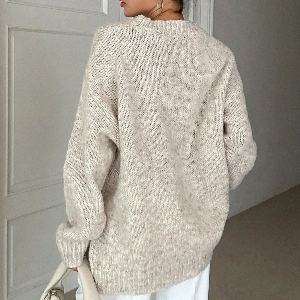 Apricot Casual Women's Solid Drop Shoulder Sweater - Picture 2 of 9